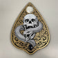 Skull serpent gothic wooden Ouija board planchette with glass lens and blue stone