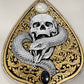 Hand painted gothic spirit board planchette wall decor skull and snake design