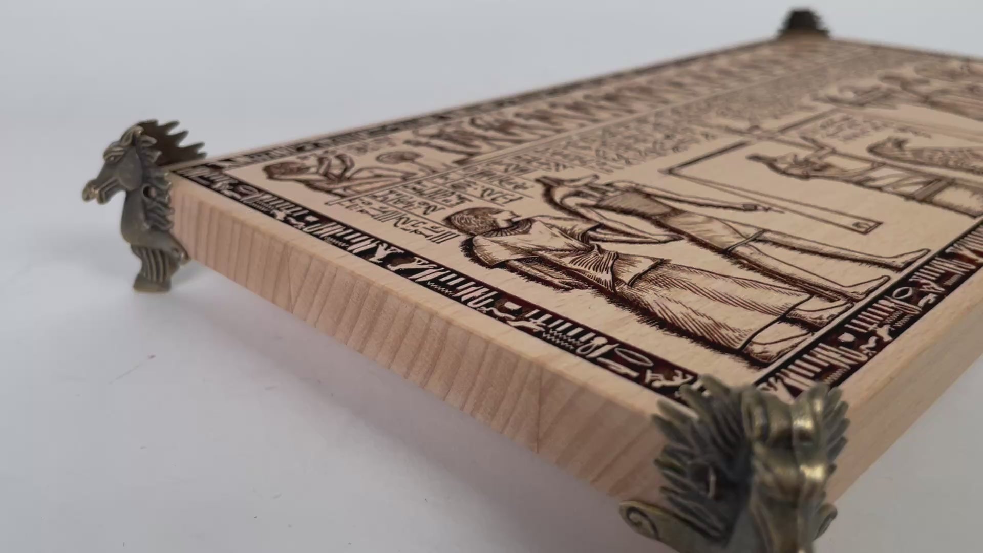 Video of Egyptian altar table engraved with Weighing of the Heart scene from the Book of the Dead handmade Netherlands ships to USA
