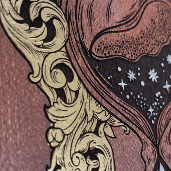 video of Labyrinth movie wall art engraved on solid mahogany wood with It’s only forever not long at all quote
