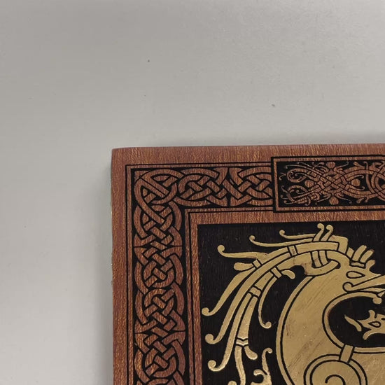 video of Viking Thor hammer mahogany wall art Ringerike style