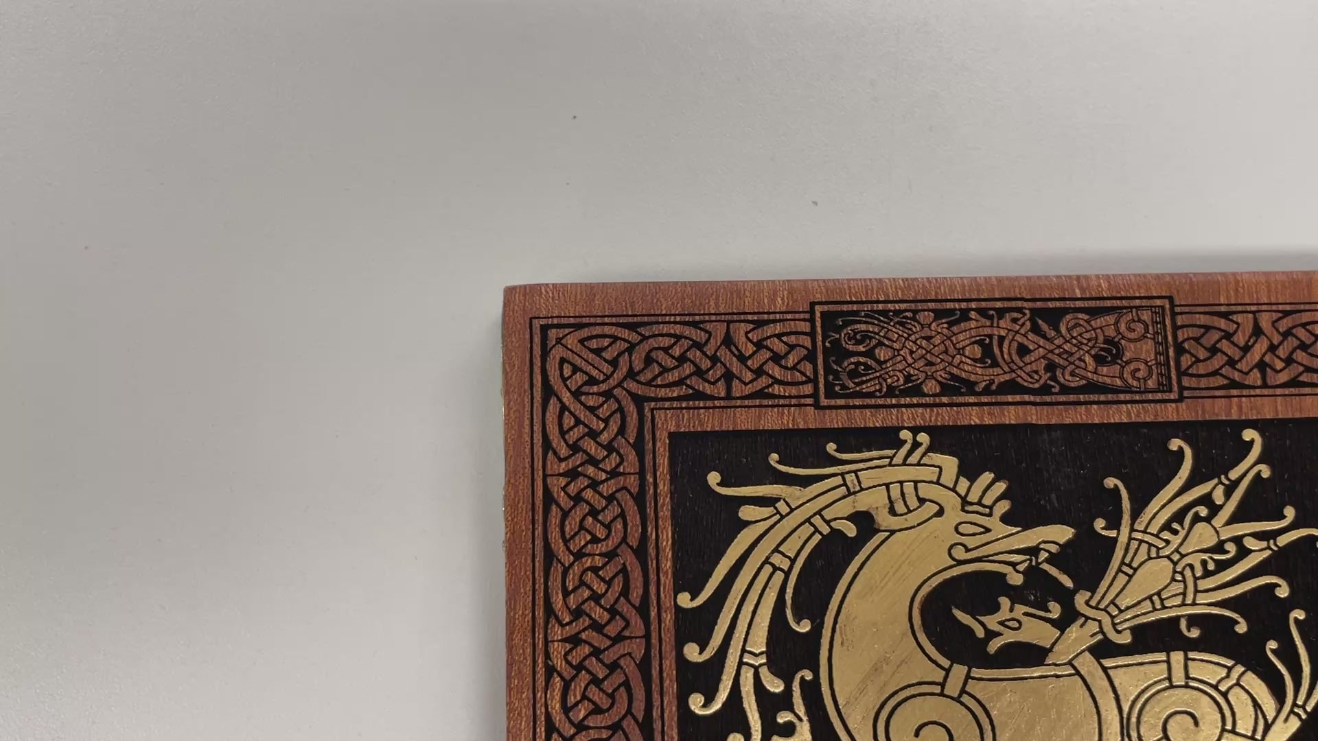 video of Viking Thor hammer mahogany wall art Ringerike style