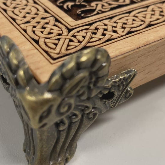 Viking ritual altar board with Norse runes and Odin imagery