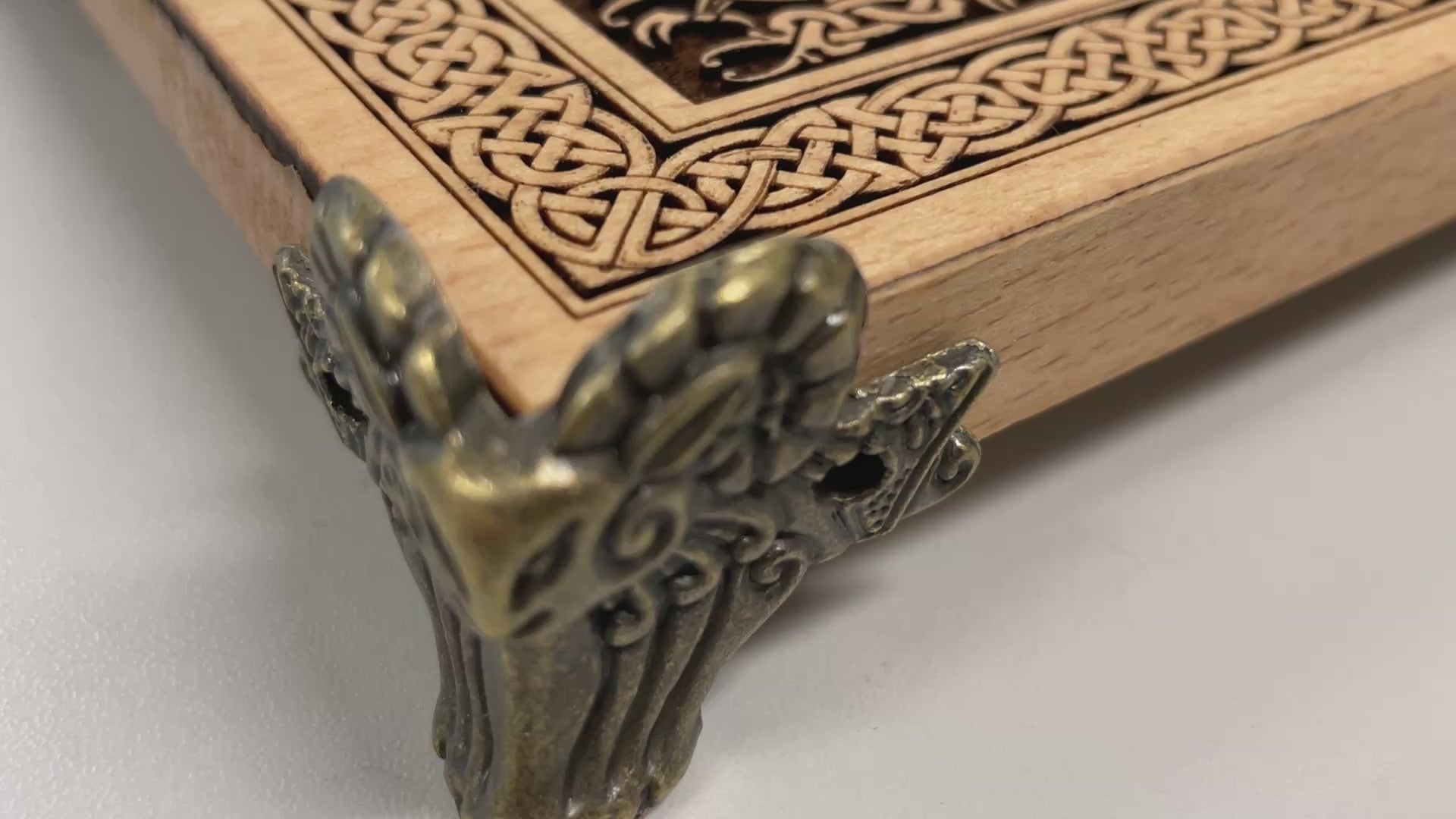 Viking ritual altar board with Norse runes and Odin imagery