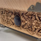 video of Tarot deck holder engraved with Death’s-Head Hawk Moth and As Above So Below on solid wood