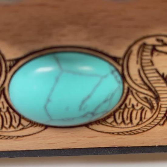 video f Egyptian tarot box with Anubis engraved on solid wood, handmade tarot deck storage chest with hieroglyphic artwork
