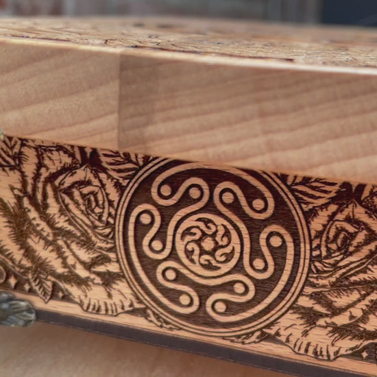 Hecate altar box engraved on solid wood with ritual sigil handmade Netherlands ships to USA
