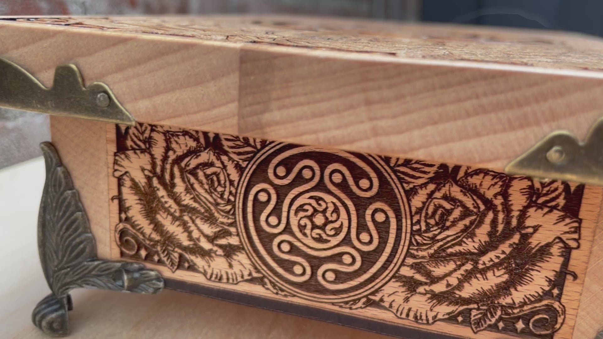 Hecate altar box engraved on solid wood with ritual sigil handmade Netherlands ships to USA

