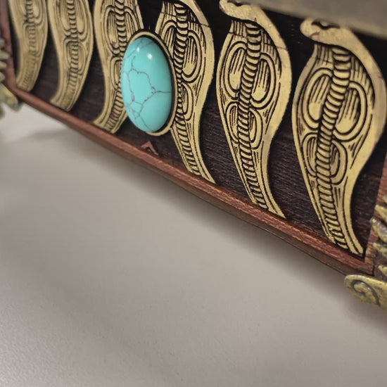 Video of hand-painted Eye of Horus engraving on mahogany tarot and jewelry box
