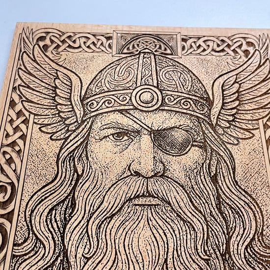 video of Odin   Norse mythology wall art engraved wooden wall hanging Allfather Viking god decor

