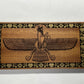 Video of Ahura Mazda Faravahar wall art engraved in solid mahogany wood, Zoroastrian Persian symbol with hand painted details, handmade spiritual wall decor

