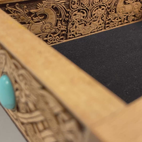 Odin Viking altar box engraved on solid wood with Norse symbolism handmade Netherlands ships to USA
