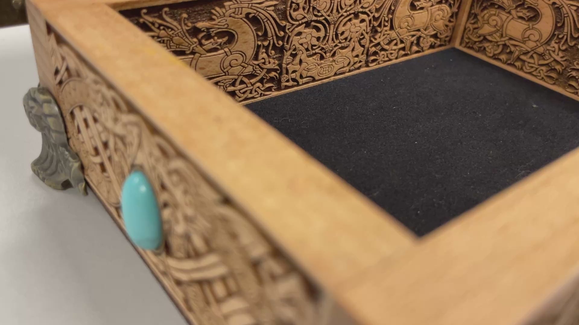 Odin Viking altar box engraved on solid wood with Norse symbolism handmade Netherlands ships to USA
