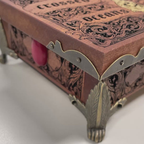 Video Close up of  jewelry box with Dracula quote
