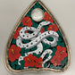 Celestial snake Ouija planchette wall art hand painted spirit board decor with hibiscus flowers