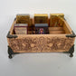 Tarot deck organizer solid wood box with 12 slots engraved Triple Moon Goddess and sun moon celestial motifs
