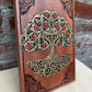 Yggdrasil Tree of Life wall art hand painted mahogany wood Norse mythology decor