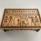 Wooden tarot and oracle deck box with Egyptian hieroglyphs and ancient symbolism
