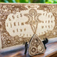 Wiccan floral Triple Moon Ouija board engraved on wood with wooden planchette handmade Netherlands ships to USA
