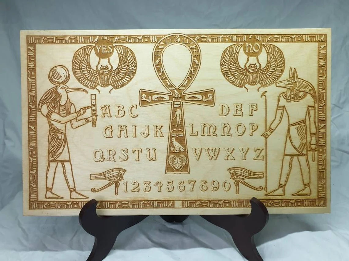 Ouija board Egyptian wooden engraving, wood gothic skull spirit board Anubis. - Forgotten Engravings ouija-board-egyptian-wooden-engraving-wood-gothic-skull-spirit-board-anubis, Anubis, demon