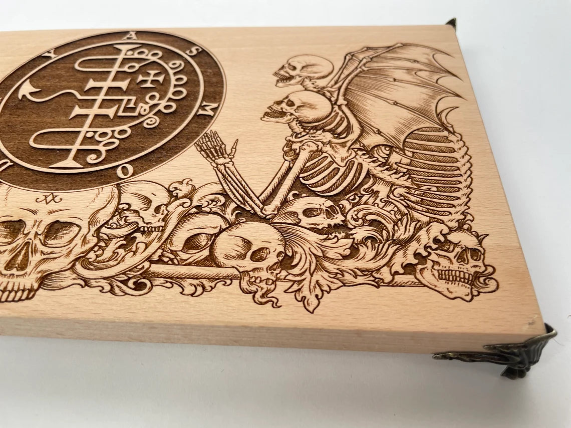 Asmodian Ritual King Asmodeus Sigil Altar Board – Engraved Wooden Ars Goetia Ritual Ta ...