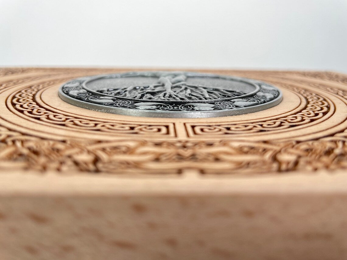Yggdrasil Tree of life viking box, jewelry norse altar box viking gift made solid wood, crystal tarot wood box viking art, Norse mythology. - Forgotten Engravings lovers-tree-of-life-celtic-t