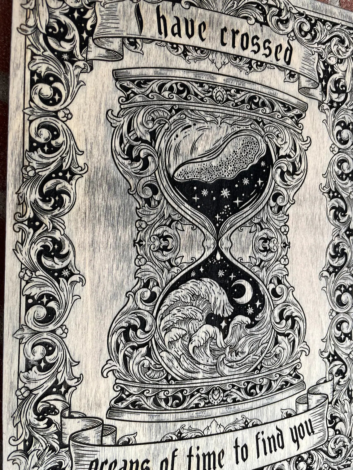 Bram Stoker Dracula Quote wall decor, I have crossed oceans of time to find you, wood engraving. 