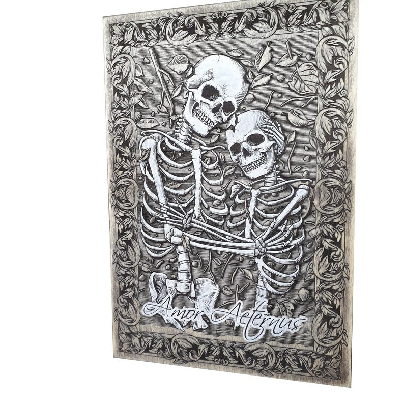 Till death do us part, Skeleton lovers Wall art, macabre laser engraved, Amor Aeternus inspired from lovers of Valdarno - Forgotten Engravings till-death-do-us-part-skeleton-lovers-wall-art-m